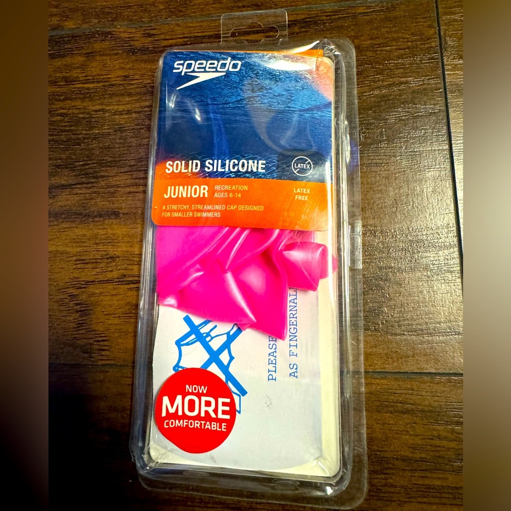 Speedo Solid Silicone Swim Cap Junior One Size Pink Latex Free Fast Shipping